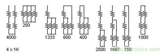 5個電阻我想出了23種組合。還有其它組合嗎？