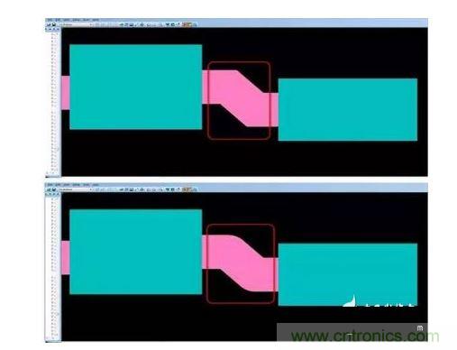 有效的PCB 設(shè)計工具會自動考慮用于繪制形狀的線型，以計算準(zhǔn)確的線條寬度，幫助您輕松創(chuàng)建尖拐角。