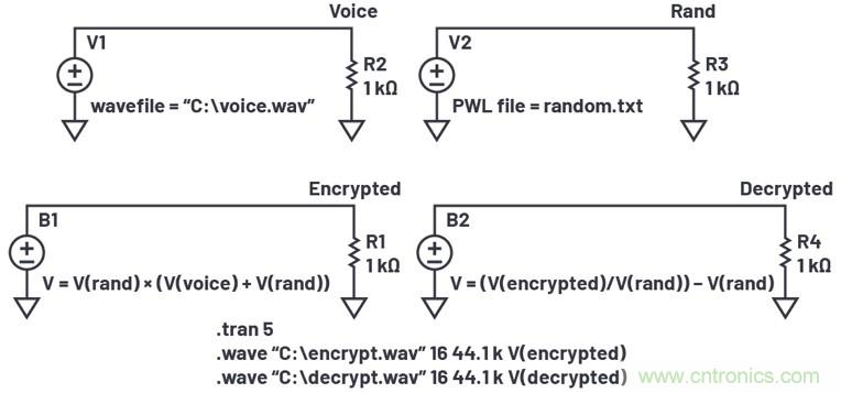 LTspice音頻WAV文件:使用立體聲和加密語音消息
