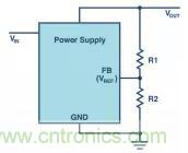 如何使用電源設計中的分壓器調節輸出電壓？