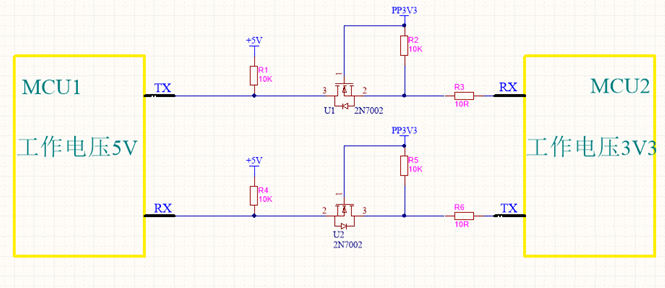 不同的電平信號的MCU如何進行串口通信？