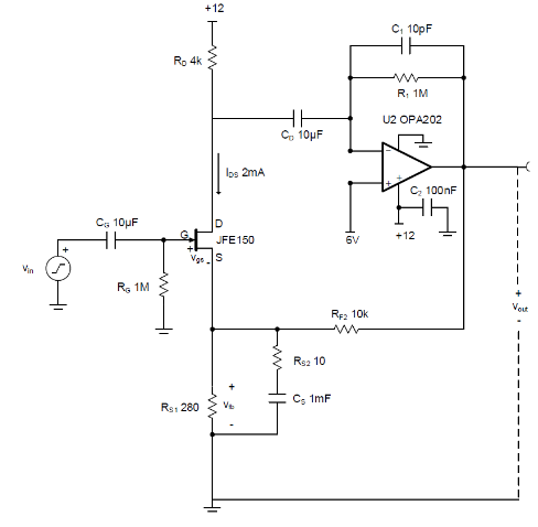 如何使用分立式 JFET 放大低噪聲電路中的小信號？